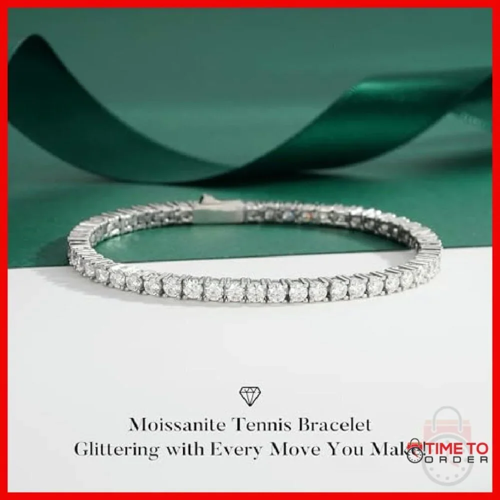 Sterling Silver Moissanite Tennis Bracelet 6.5